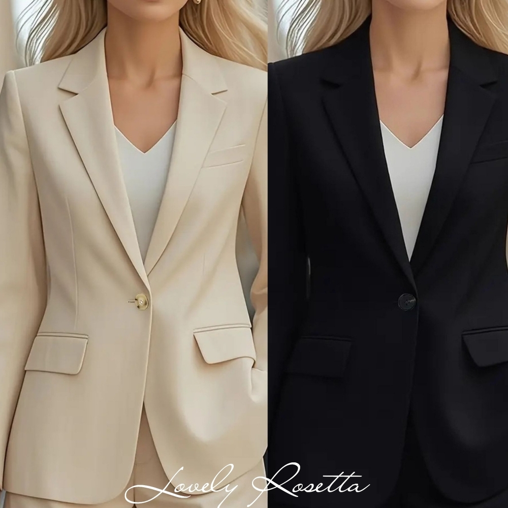 Red Women's One Button Blazer - Picture 6 of 8